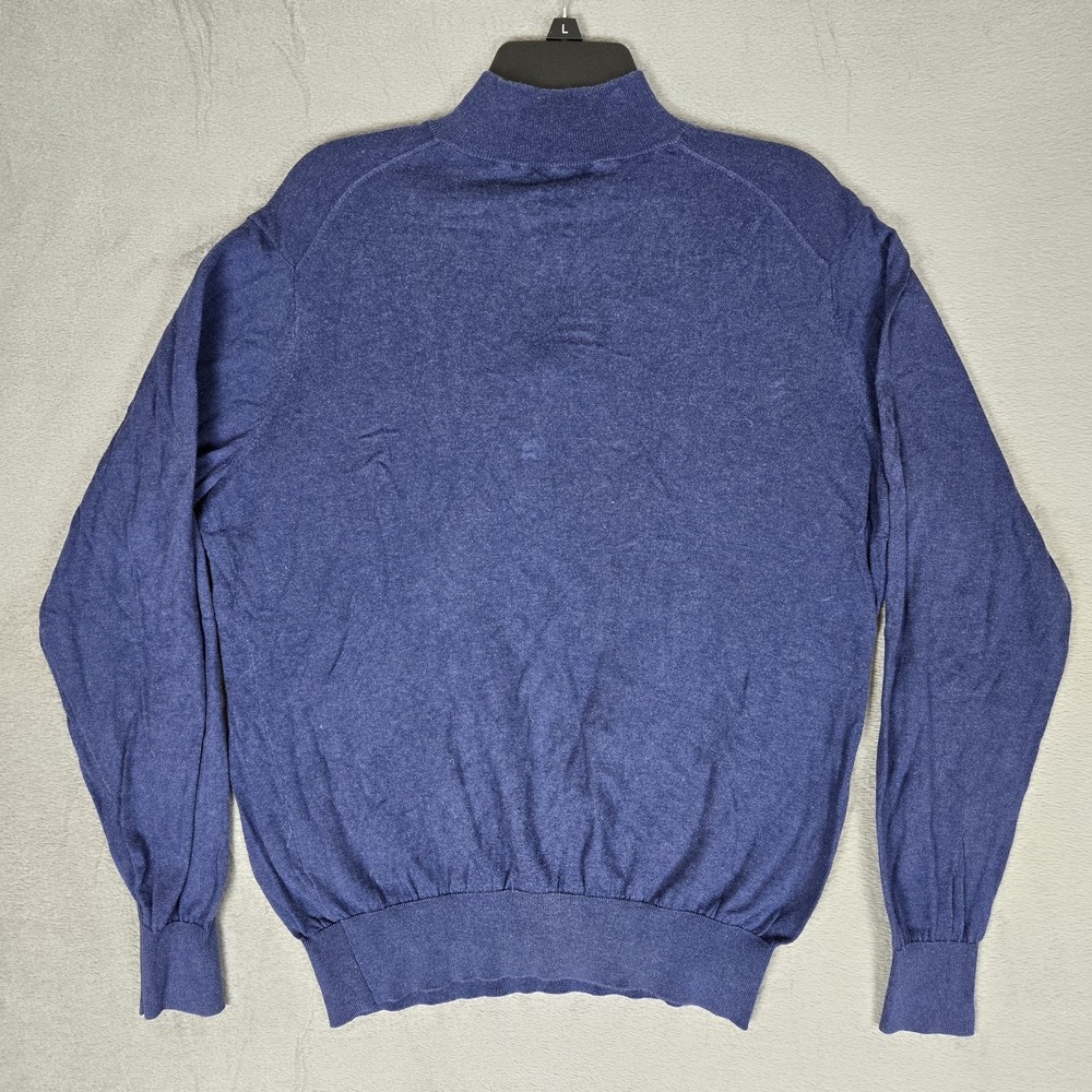 Peter Millar Crown Soft Sweater Mens Medium 1/4 Zip Cotton Silk Blend Blue - Picture 2 of 7